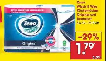 Netto Marken-Discount Zewa wisch & weg küchentücher original und sparblatt Angebot