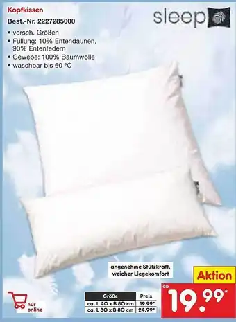 Netto Marken-Discount Sleep kopfkissen Angebot