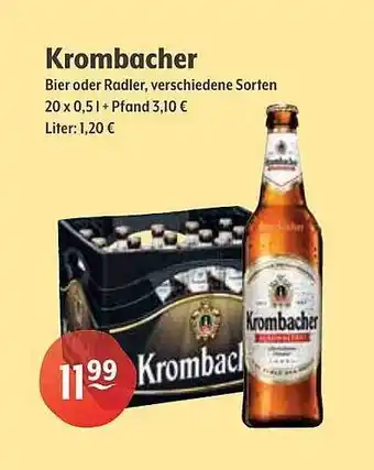 Getränke Hoffmann Krombacher bier oder radler Angebot