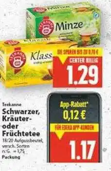 E-Center Teekanne schwarzer, kräuter- oder früchtetee Angebot