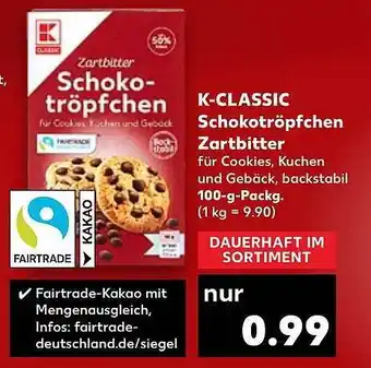 Kaufland K-classic schokotröpfchen zartbitter Angebot