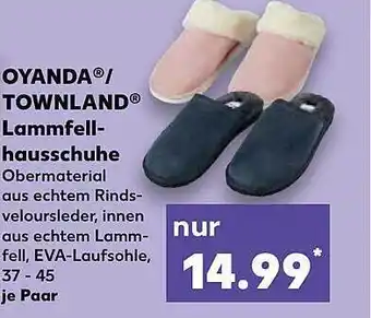 Kaufland Oyanda townland lammfellhausschuhe Angebot