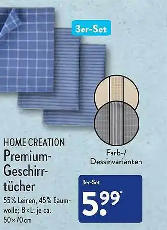 Aldi Nord Home creation premium-geschirrtücher Angebot