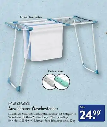 Aldi Nord Home creation ausziehbarer wäscheständer Angebot