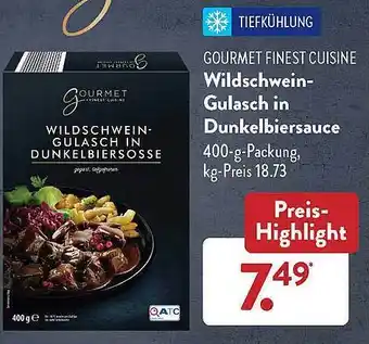 Aldi Süd Gourmet finest cuisine wildschwein-gulasch in dunkelbiersauce Angebot