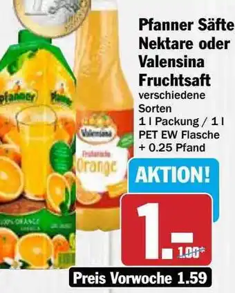 Hit Pfanner säfte nektare oder valensina fruchtsaft Angebot