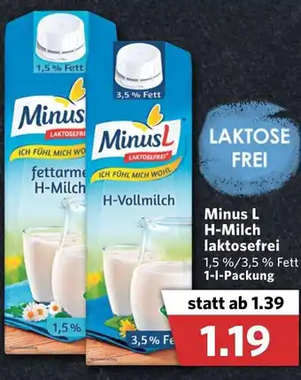 Combi Minus L H-Milch laktosefrei 1L Angebot