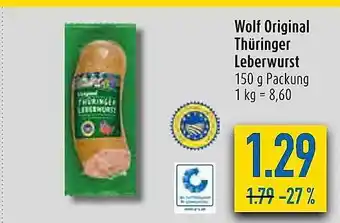 diska Wolf original thüringer leberwurst Angebot