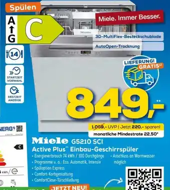 Euronics Miele G5210 SCI Active Plus Einbau Geschirrspüler Angebot