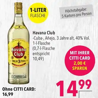 CITTI Markt Havana Club 1 L Flasche Angebot