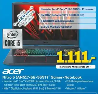 Euronics Acer Nitro 5 (AN517-52-555T) Gamer Notebook Angebot