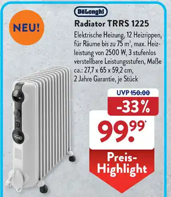 Aldi Süd DēLonghi Radiator TRRS 1225 Angebot