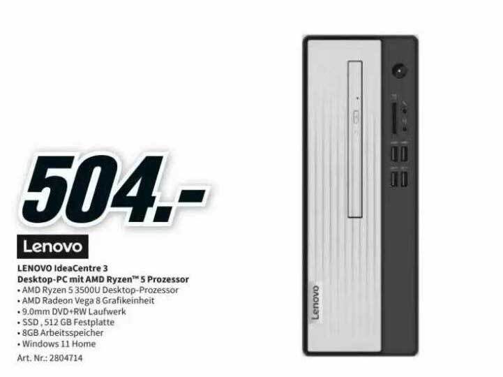 Lenovo ideacentre 3 desktoppc mit amd ryzen 5 processor Angebot bei