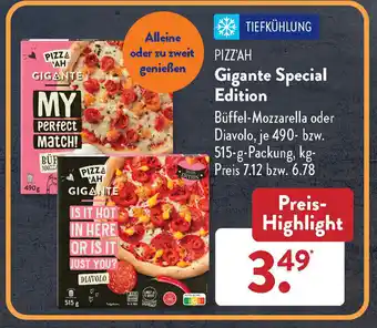 Aldi Süd Pizz'ah Gigante Special Edition 490-515 g Packung Angebot