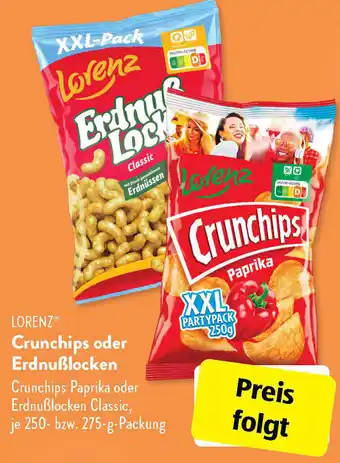 Aldi Süd Lorenz Crunchips oder Erdnußlocken 250-275 g Packung Angebot