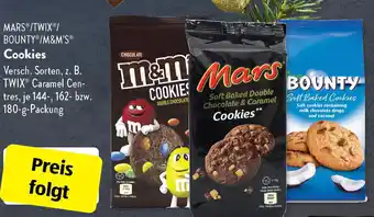 Aldi Süd Mars/Twix/Bounty/M&M's Cookies 144, 162-180 g Packung Angebot