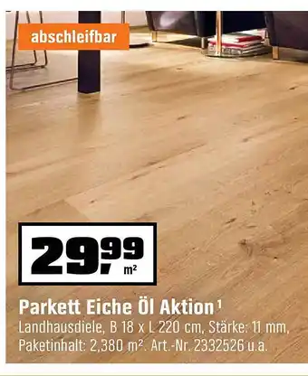 OBI Parkett Eiche Öl Aktion Angebot