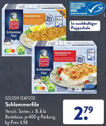 Aldi Süd Golden Seafood Schlemmerfilet 400 g Packung Angebot