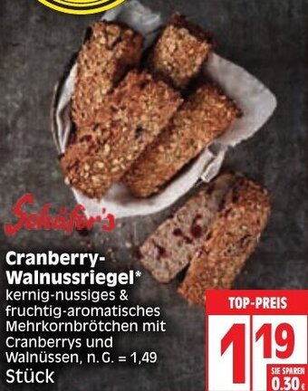 Edeka Schäfer's Cranberry Walnussriegel Angebot