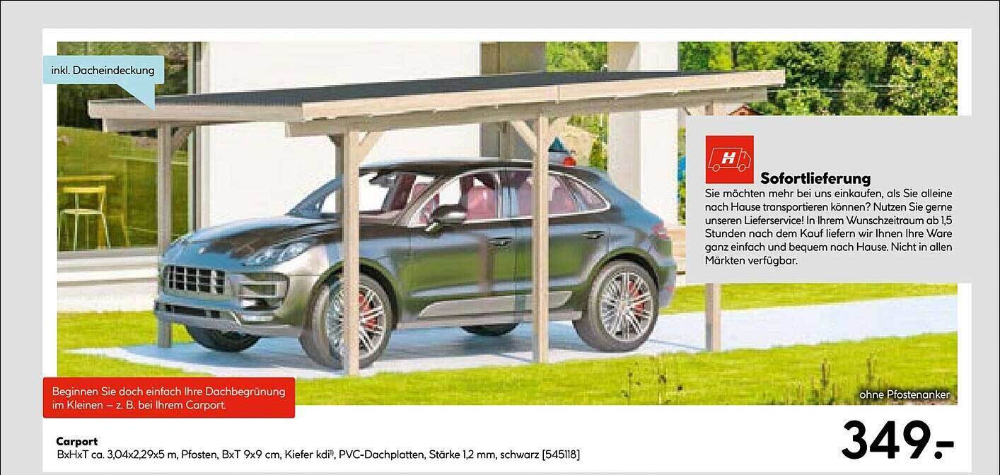Sofortlieferung oder carport Angebot bei Hellweg