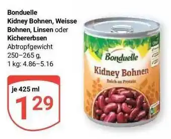 Globus Bonduelle kidney bohnen, weisse bohnen, linsen oder kichererbsen Angebot