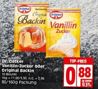 Elli Markt Dr. Oetker Vanillin Zucker oder Original Backin 80/160g Packung Angebot