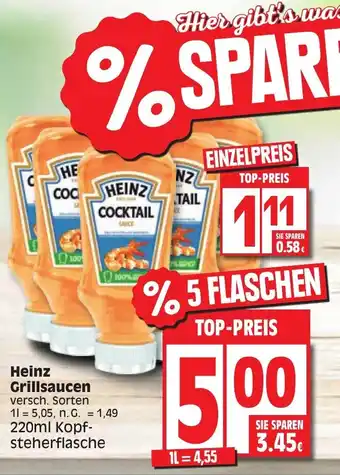 Edeka Heinz Grillsaucen 220ml Kopfsteherflasche Angebot