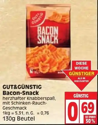 Edeka Gut & Günstig Bacon Snack 130g Beutel Angebot