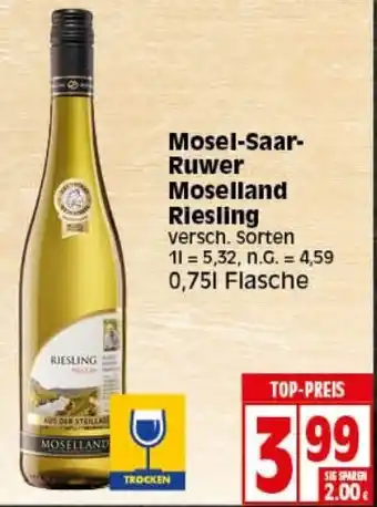 Elli Markt Mosel Saar Ruwer Moselland Riesling 0,75L Flasche Angebot