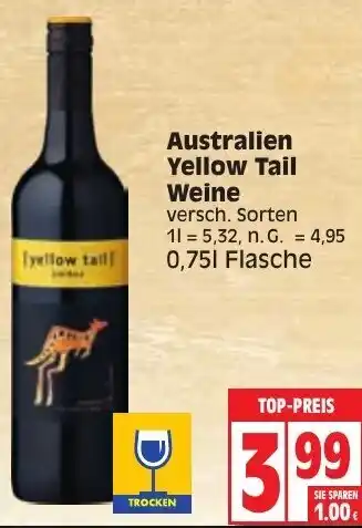 Edeka Australien Yellow Tail Weine 0,75 L Flasche Angebot