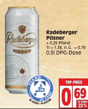 Edeka Radeberger Pilsner 0,5L DPG Dose Angebot