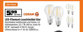 OBI LED-Filament Leuchtmittel klar Angebot