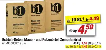 toom Baumarkt b1 Estrich Beton, Mauer und Putzmörtel, Zementmörtel 40 kg Angebot