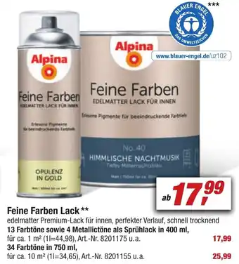 toom Baumarkt Alpina Feine Farben Lack Angebot