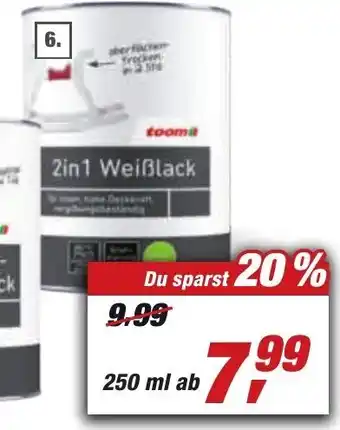 toom Baumarkt 2in1 Weißlack 250 ml Angebot