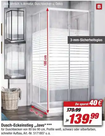 toom Baumarkt Dusch Eckeinstieg ,,Javo" Angebot