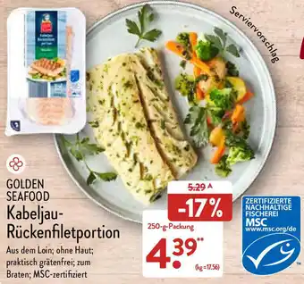 Aldi Nord Golden Seafood Kabeljau Rückenfiletportion 250 g Packung Angebot