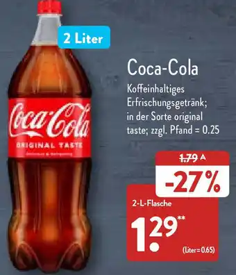 Aldi Nord Coca Cola 2 Liter Angebot