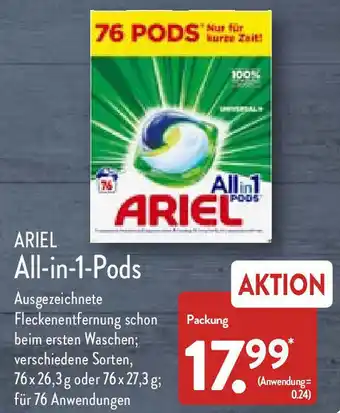 Aldi Nord Ariel All in 1 Pods Angebot