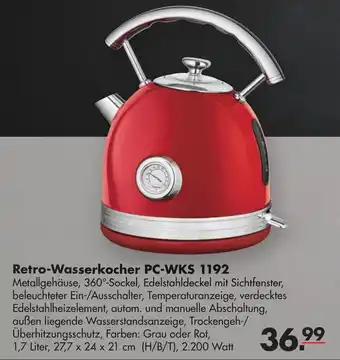 Handelshof Profi Cook Retro Wasserkocher PC-WKS 1192 Angebot