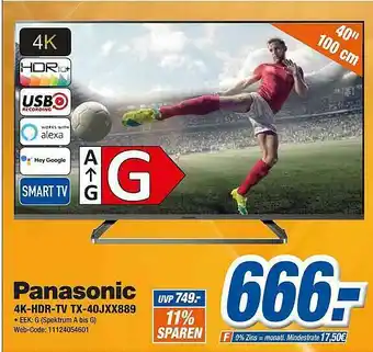 Expert Klein Panasonic 4k Hdr Tv Tx-40jxx889 Angebot