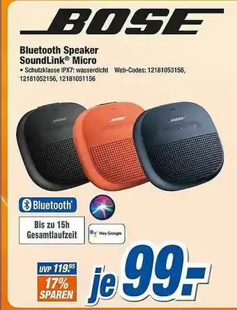 Expert Klein Bose Bluetooth Speaker Soundlink Micro Angebot