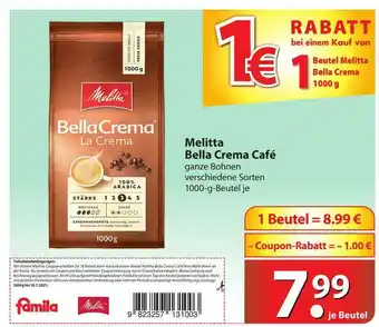 Famila Nord West Melitta Bella Crema Café Angebot