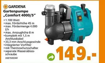 Globus Baumarkt Gardena Gartenpumpe „comfort 4000.5” Angebot