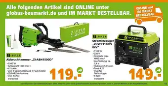 Globus Baumarkt Zipper Abbruchhammer „zi-abh1500d” Oder Stromerzeuger „zi-ste1100iv Inv” Angebot