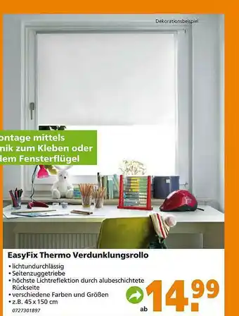 Globus Baumarkt Easyfix Thermo Verdunklungsrollo Angebot