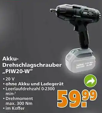 Globus Baumarkt Akku-drehschlagschrauber Piw20-w Angebot