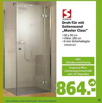 Globus Baumarkt Schulte Dreh-tür Mit Seitenwand „master Class” Angebot