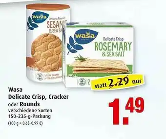 Markant Wasa Delicate Crisp, Cracker Oder Rounds Angebot