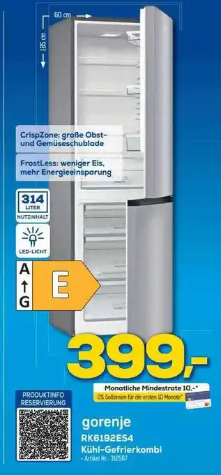 Euronics Berlet Gorenje kühlgefrierkombi Angebot